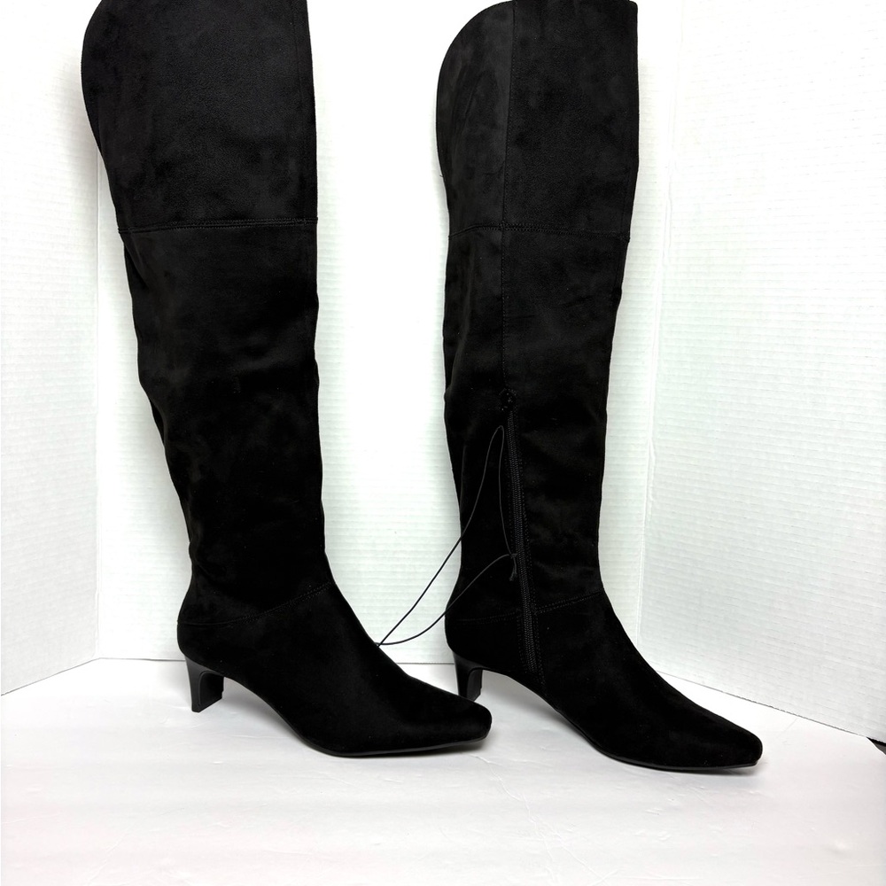 Worthington Over Knee Boots Black Faux Suede Tall Sexy Coquette Baddie Sz‎ 6 NWB